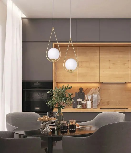 Mosiężna podwójna lampa wisząca glamour - S053 R1-P61