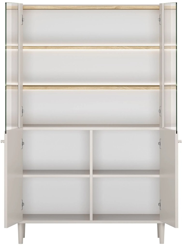 Witryna Elivo 100 cm dwudrzwiowa na nóżkach - kaszmir / dąb olejowany