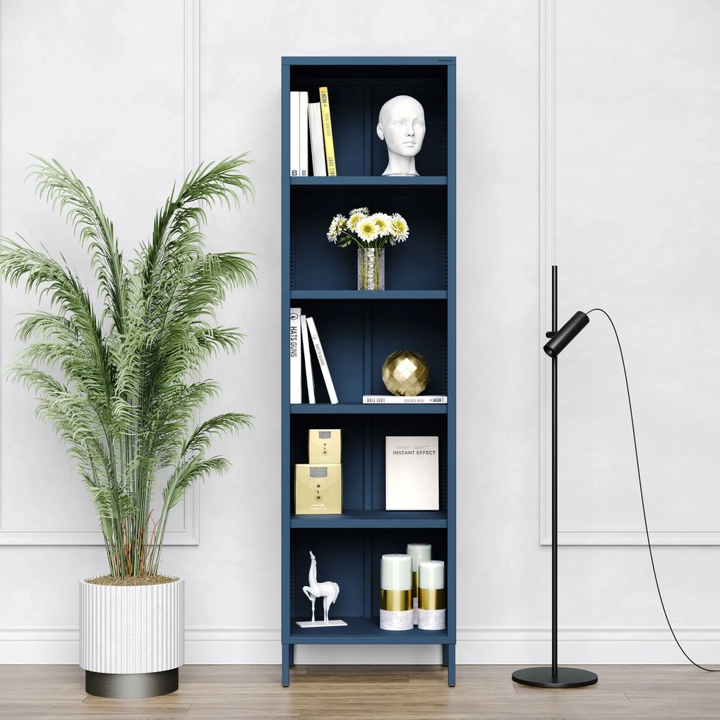 Regał na książki MARIO, 500 x 1800 x 350 mm, Modern: granatowy