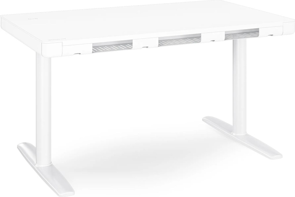 Biurko elektryczne sit-stand z szufladą i ładowarką bezprzewodową Qi białe, 1200 mm: ELLIS
