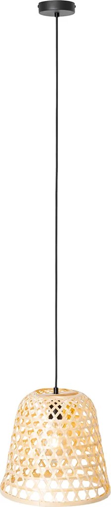Orientalna lampa wisząca czarna z bambusowym - Rayan