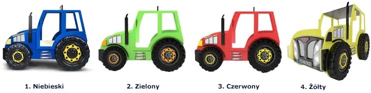 Żółte łóżko traktor dla dziecka z materacem - Vivus 90x180 cm