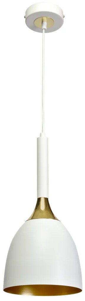 Lampa wisząca, pojedyncza biała/złota CLARK WHITE/GOLD 1xE27