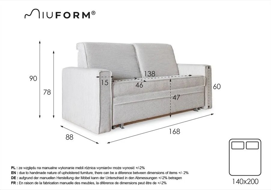 Szara rozkładana sofa 168 cm Lucky Lucy – Miuform
