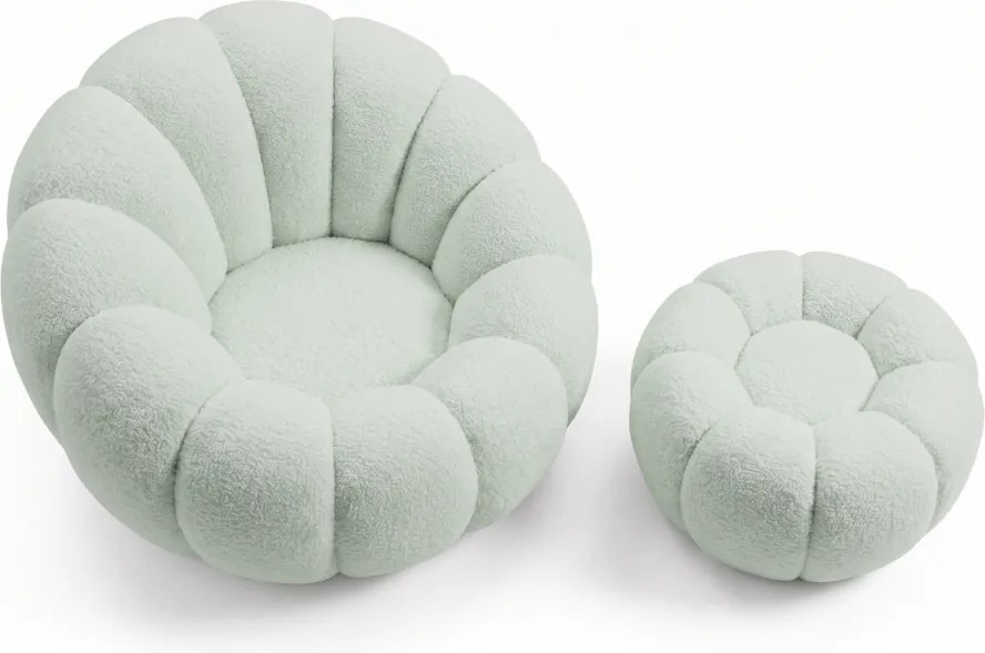 Fotel designerski BLOOM z podnóżkiem, jasnozielony