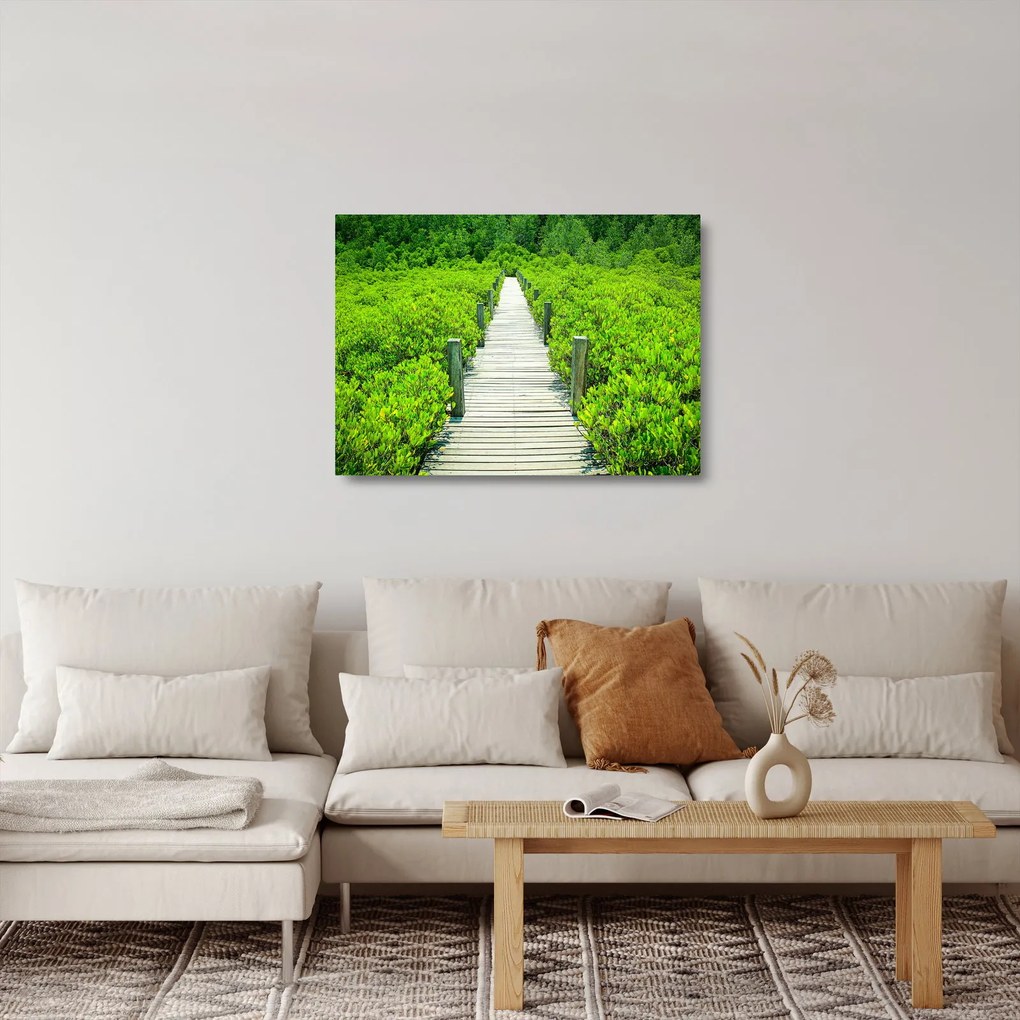 Obraz na szkle - drewniany chodnik (70x50 cm)