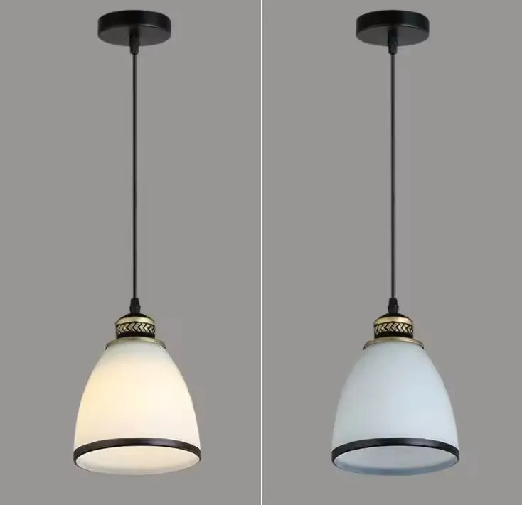 Lampa sufitowa ze szklanym kloszem, metalowa, wisząca AT11-3SZ-Czarny+Biały