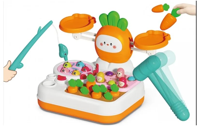 Woopie gra montessori 4w1 łowienie rybek waga szalkowa uderz w kreta i marchewki