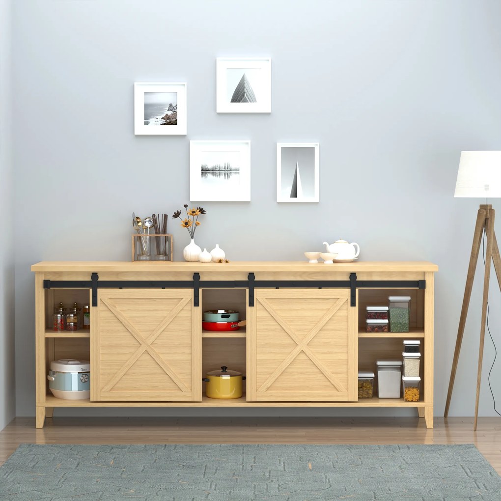 HOMCOM Zestaw do Pojedynczych Drzwi Przesuwnych Prowadnica Stal Węglowa Czarna | Aosom PL