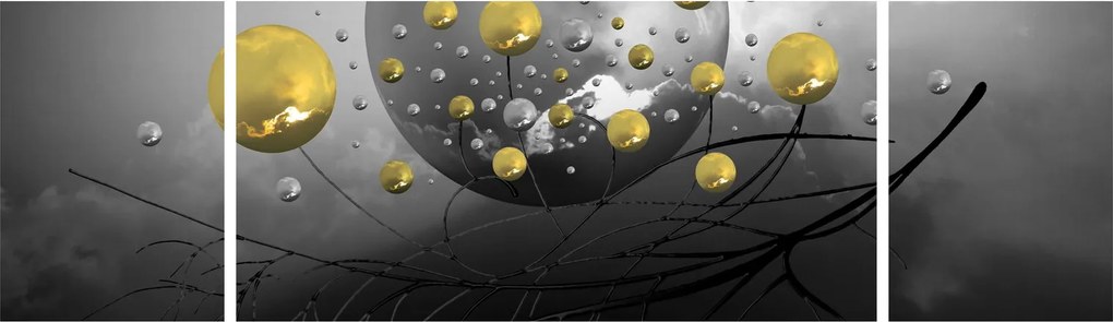 Obraz złotych abstrakcyjnych kul (170x50 cm)