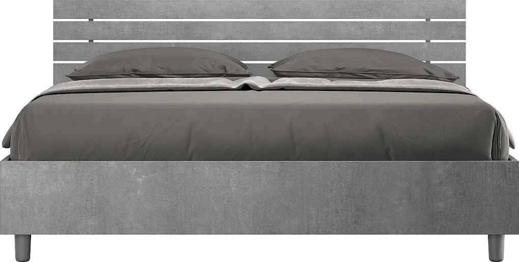 Łóżko bez stelaża 160x200 Prosty zagłówek z listwami Cementu Ankel