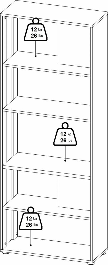 Regał biurowy otwarty 4 półki Sign 80 szary mat/jackson hickory