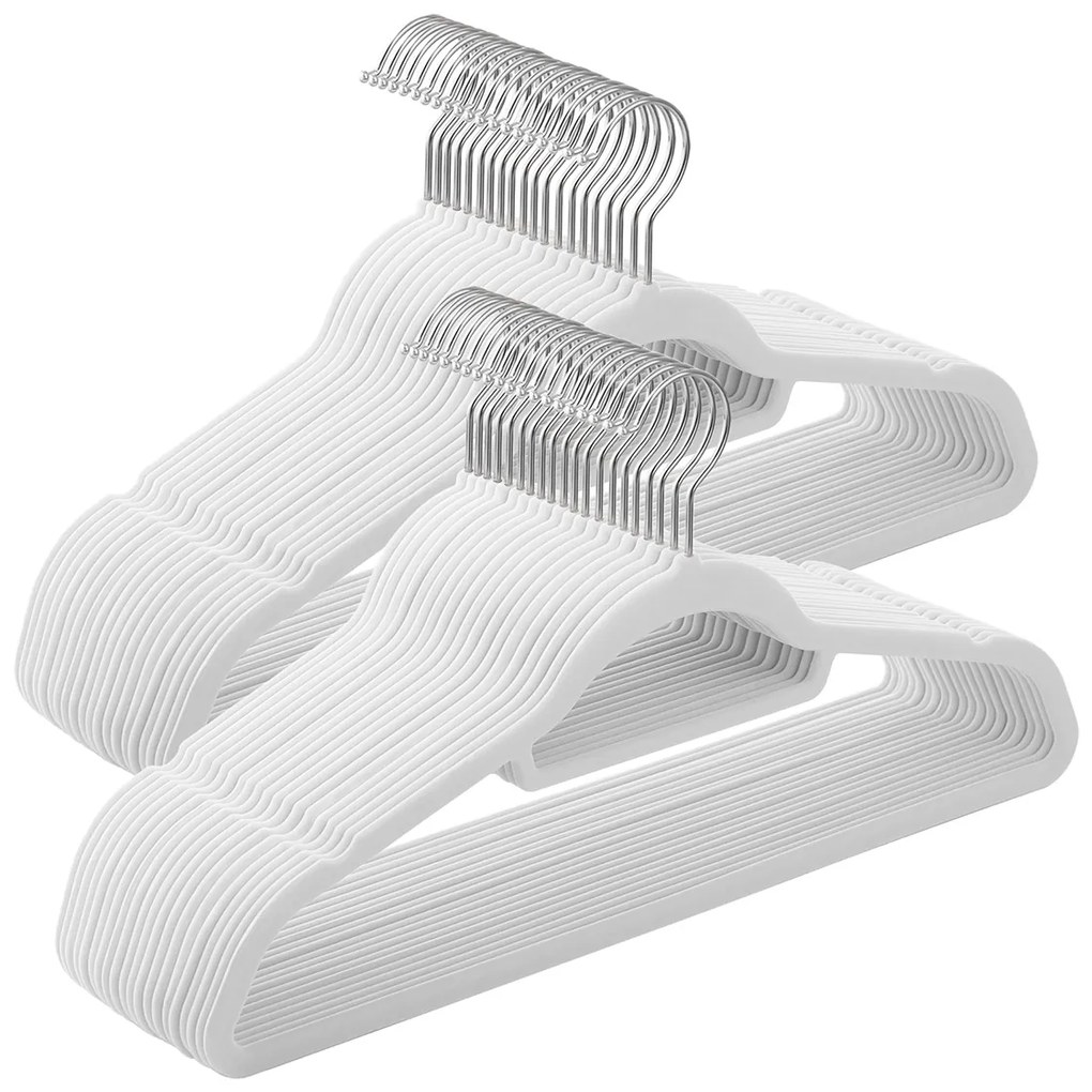 Wieszak na ubrania z białym welurem, 50 szt