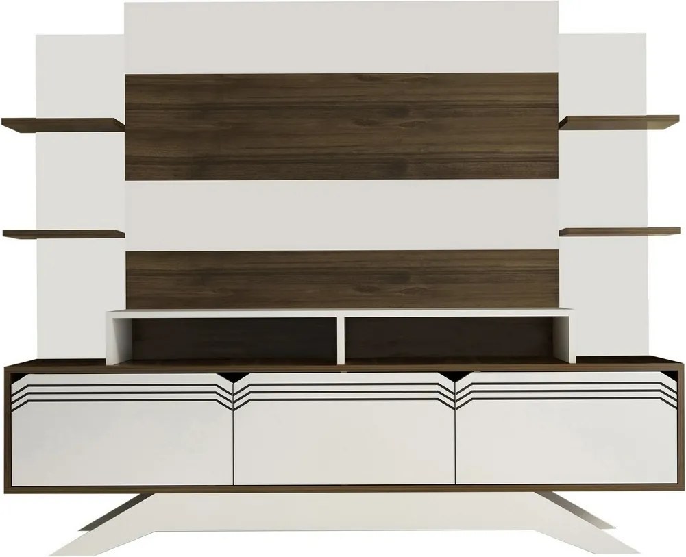 Ściana telewizyjna Delpi Walnut and White