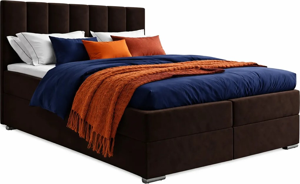 Kontynentalne łóżko welurowe z zagłówkiem 160x200 W7-H72