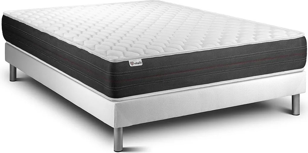 lózka z materacem VITAL SPRING 150 x 190 cm Rama lózka Bialy