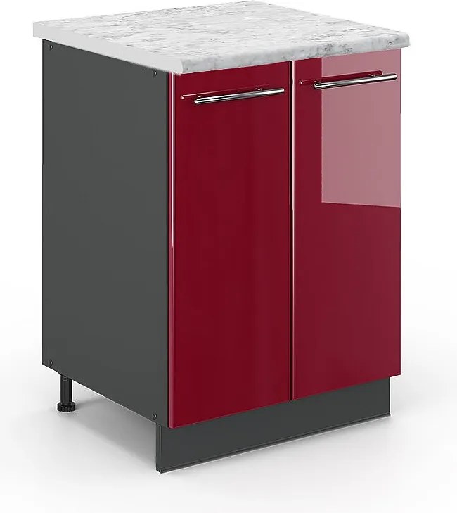 Szafki kuchenne bordowa czerwień wysoki połysk 60x60x82 fame-line
