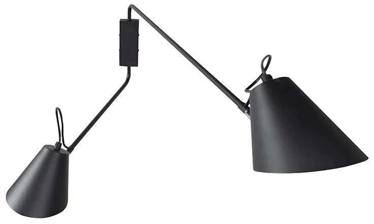 Designerska lampa ścienna czarna 2-światłowa regulowana - Lune Retro Oswietlenie wewnetrzne