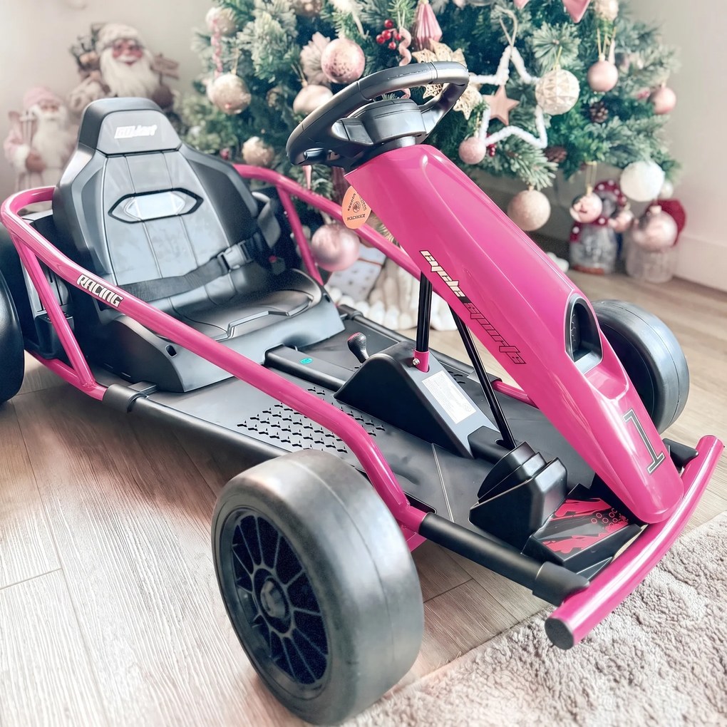 HOMCOM 24 V Elektryczny gokart dla dzieci do 13 km/h Gokart z funkcją driftu, drift-kart z 2 silnikami dla 8–12 lat Różowy | Aosom PL