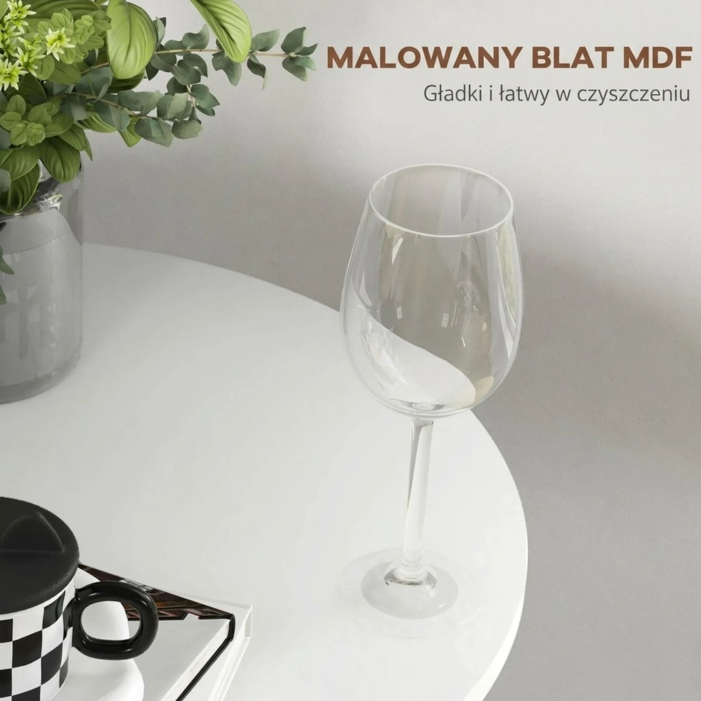 HOMCOM Okrągły stolik barowy biały stół kuchenny do salonu i jadalni stalowy Ø60 x 102 cm | Aosom PL