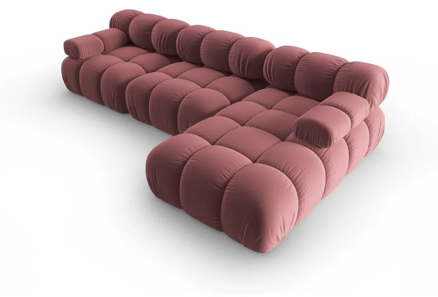 Różowa aksamitna sofa 285 cm Bellis – Micadoni Home