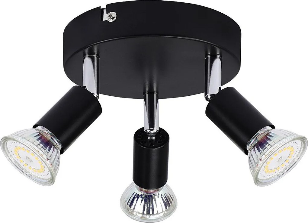 NETTLIFE 3 punkty sufitowe GU10 z czarnego, metalowego, regulowanego stylu industrialnego do wnętrza korytarza, kuchni, salonu, sypialni, jadalni