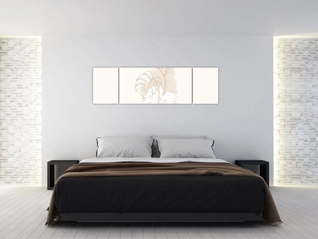Obraz - Line art monstera N⁰1 (170x50 cm)