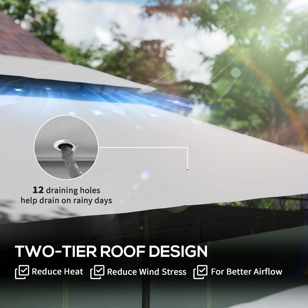 Outsunny pawilon ogrodowy 3x4 m z odpinanymi zasłonami, podwójnym dachem i metalową konstrukcją, ciemnoszary | Aosom PL