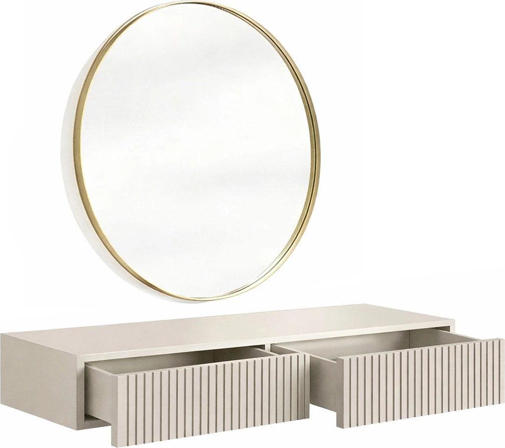 Toaletka wisząca Nicole ze złotym lustrem 80 cm - kaszmir / kaszmir mat