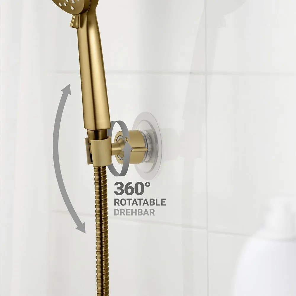 Plastikowy uchwyt na słuchawkę prysznicową w kolorze złota bez wiercenia Libertà – Wenko