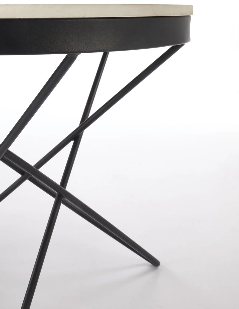 Okrągła ława spiek biały marmur/czarny 60/55 LEILA 2