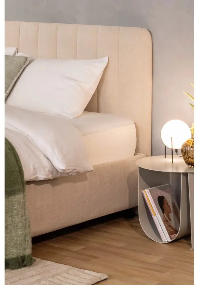Beżowe tapicerowane łóżko dwuosobowe c 160x200 cm Myra Slim Line – Bonami Selection