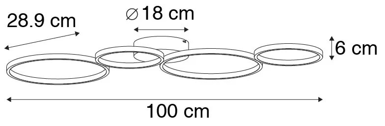Lampa sufitowa czarna z diodą LED 3-stopniowy ściemniacz 4-światła - Lupolo