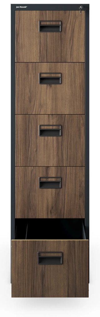 Metalowa szafa kartotekowa SARA V5, 460 x 1625.5 x 620 mm, Eco Design: antracytowa/ orzech