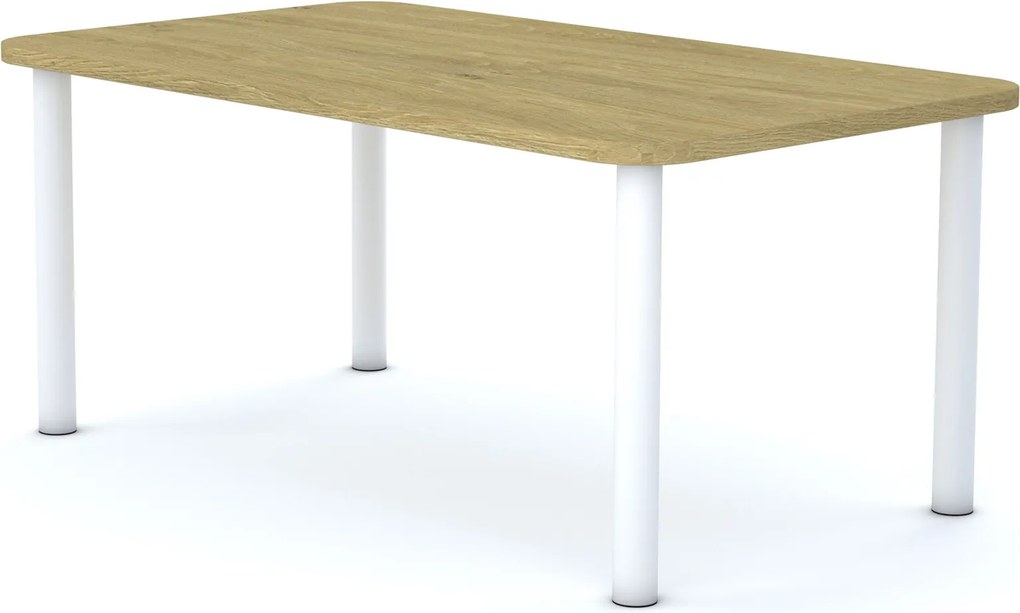 Stół do szkoły Smart prostokątny 120x70 cm, rozmiar 4-6, blat dębowy / nogi białe
