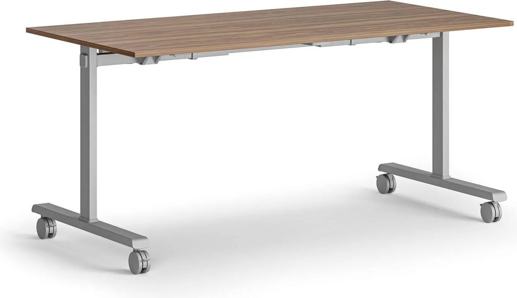 Mobilny stół MATCH, 160x80 cm, szara podstawa, orzech