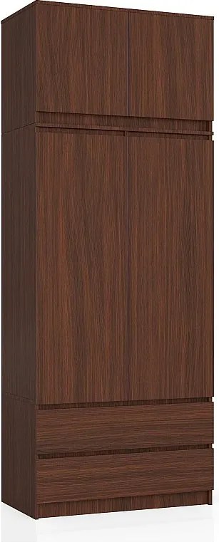 Szafa AKORD S90 z nadstawką Wenge 90 cm 2 drzwi 2 szuflady kolor Wenge mat 6 półek 90x51x234 cm