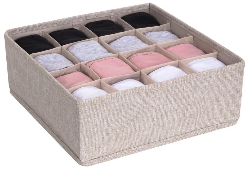 Beżowy organizer do szuflady z 16 przegródkami Bigso Box of Sweden Drawer