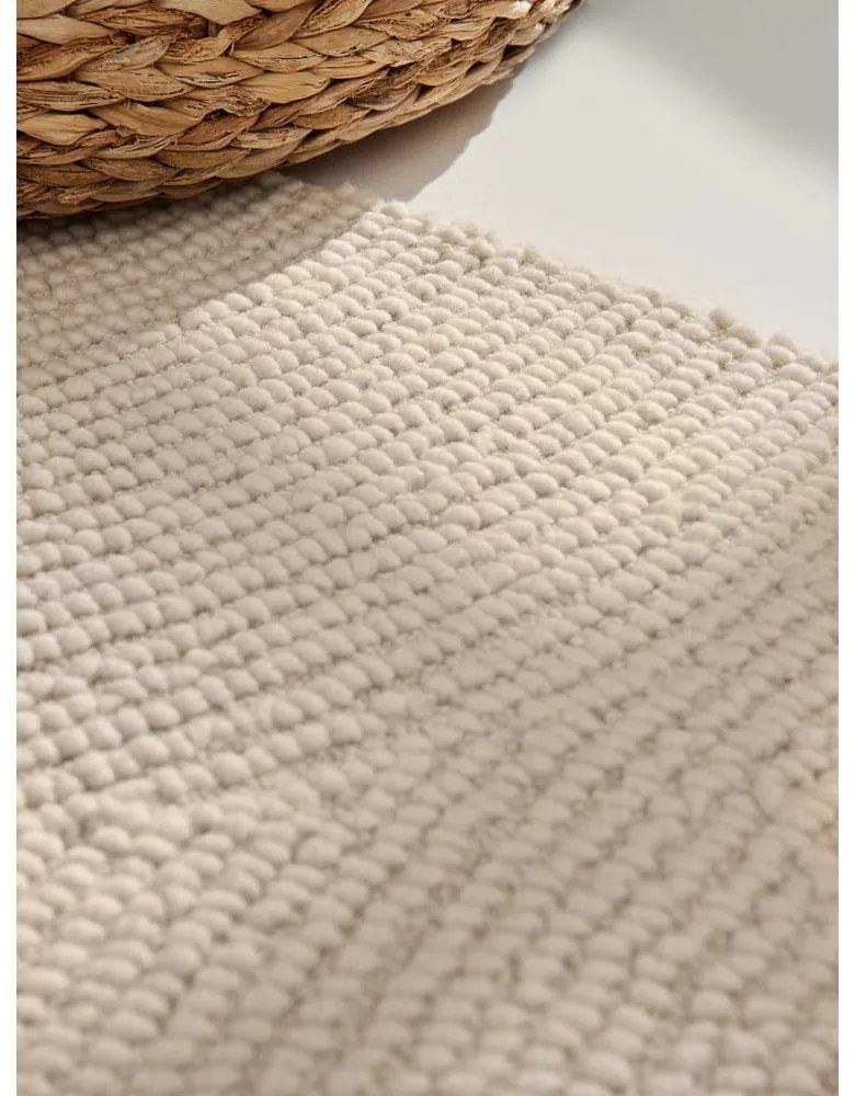 Wełniany okrągły dywan tkany ręcznie w jasnym naturalnym kolorze ø 150 cm Eleni Natural White – Hanse Home