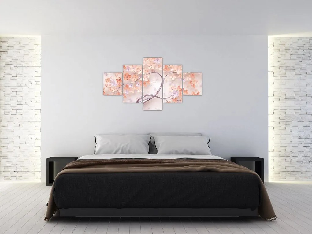 Obraz kwiatów drzewa koralowego - abstrakcja (125x70 cm)