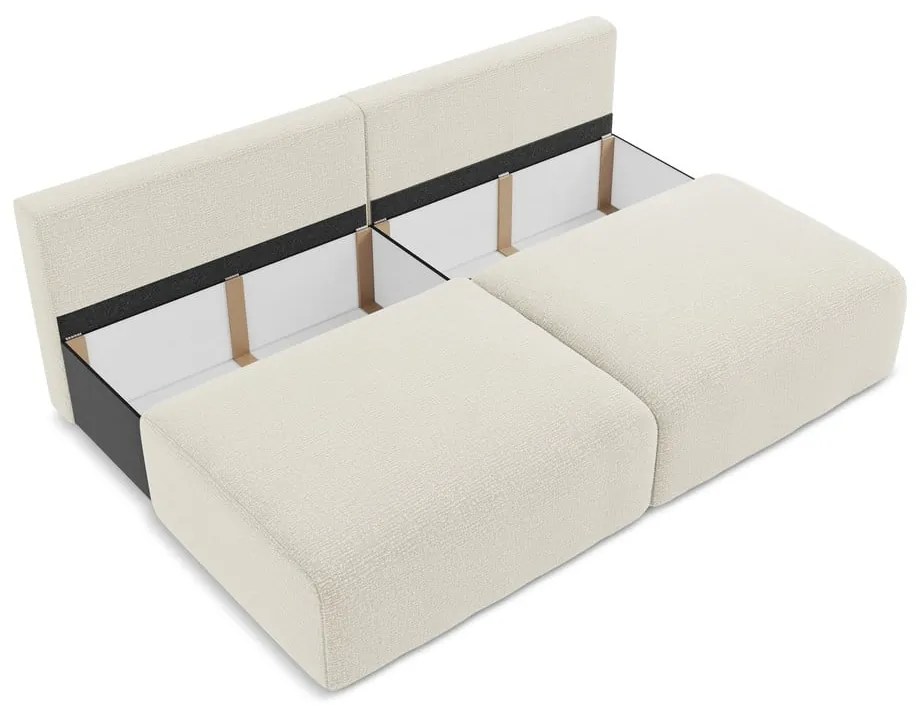 Kremowa rozkładana/ze schowkiem sofa 216 cm Kalena – Makamii