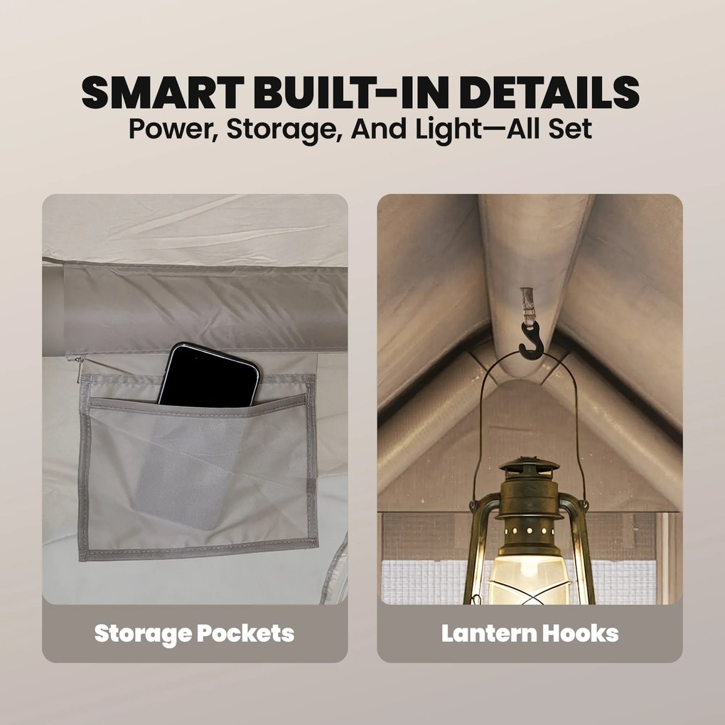 Outsunny Nadmuchiwany Namiot 5-8 Osób Szybki Montaż Wodoodporny 8000 mm Odporność na Wiatr z Pompką Ognioodporne Dachowe Okno | Aosom PL