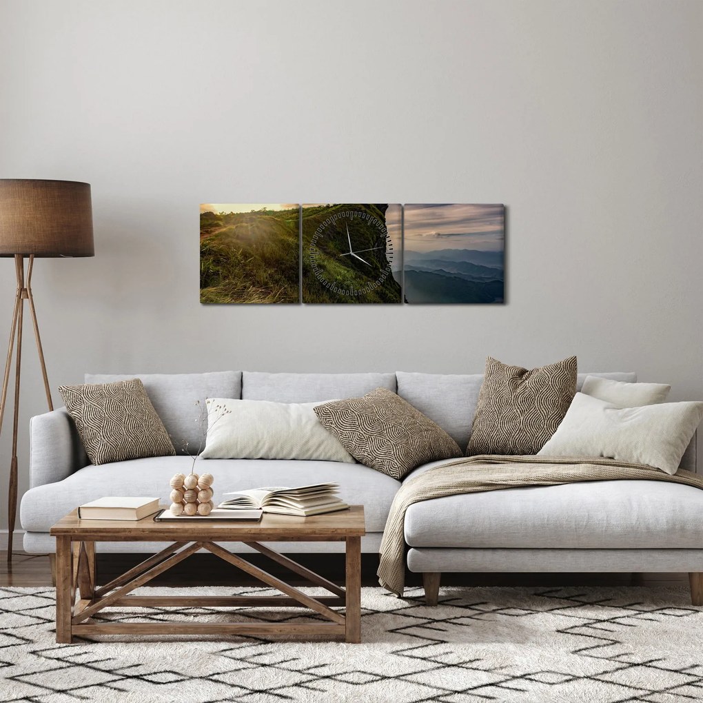Obraz kobiet na klifie (z zegarem) (90x30 cm)