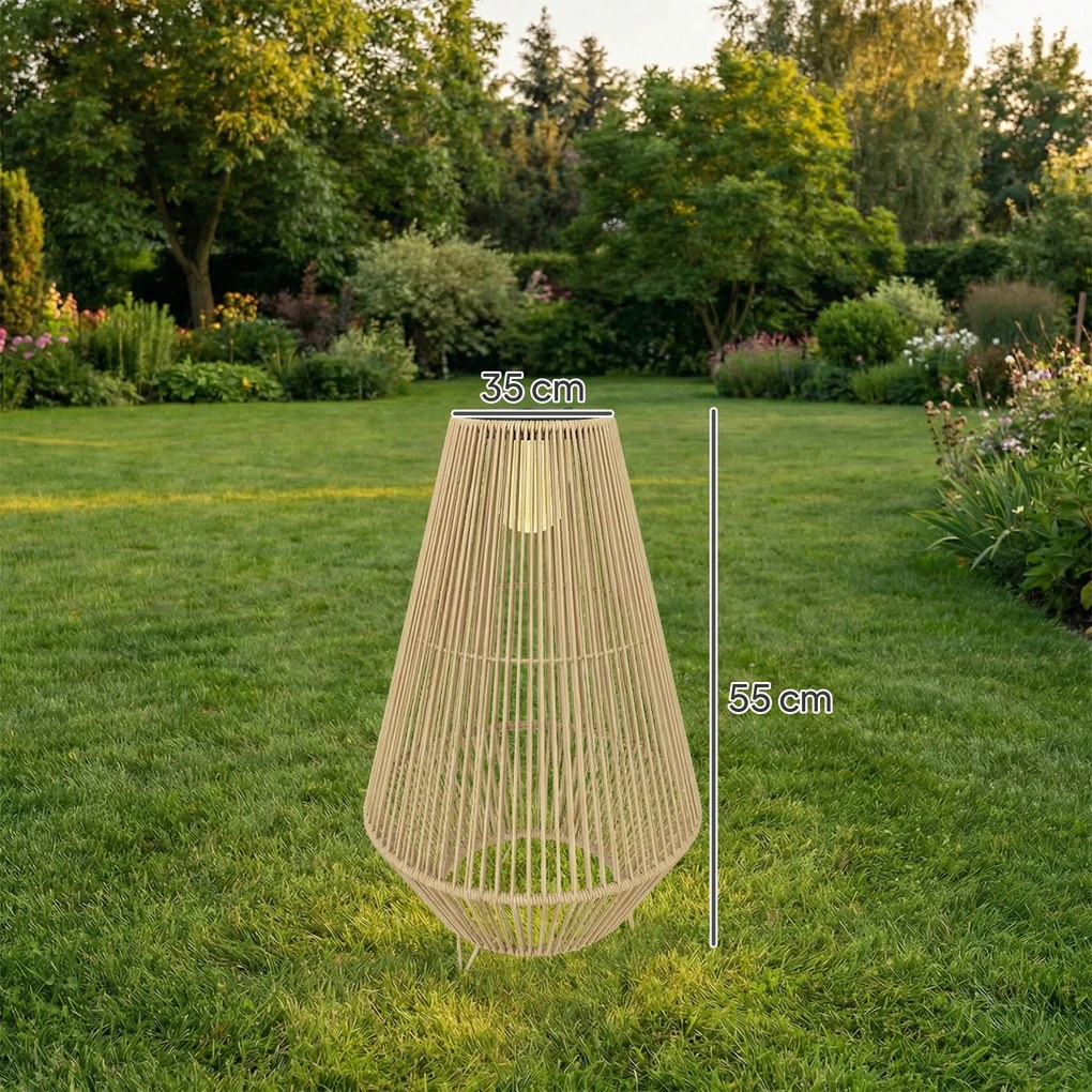 Outsunny Solarny stojak na lampę rattanową LED w stylu Boho wodoodporna IP44 | Aosom PL