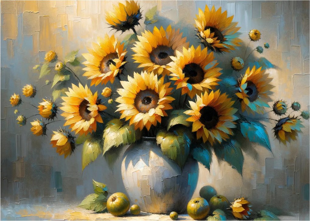 Obraz – Wazon ze słonecznikami (70x50 cm)