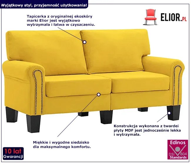 2-osobowa żółta sofa - Alaia 2X