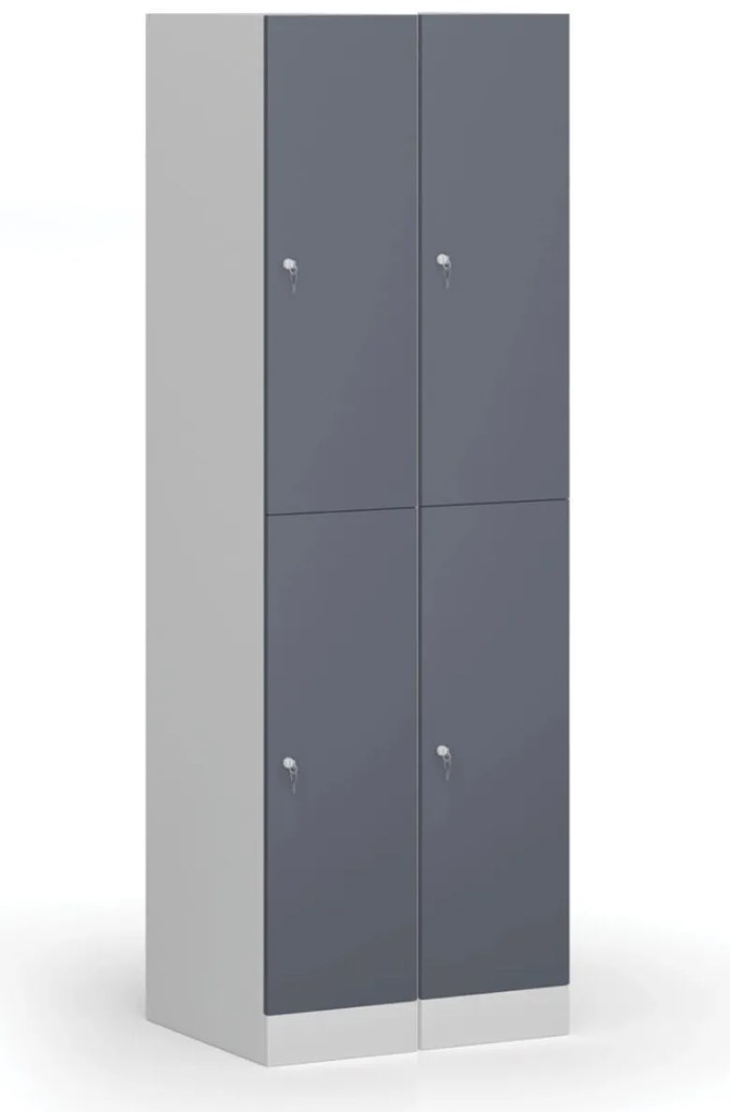 Szafka skrytkowa S1, 2 schowki, 1850 x 300 x 500 mm, demontaż, zamek cylindryczny, drzwi zielone