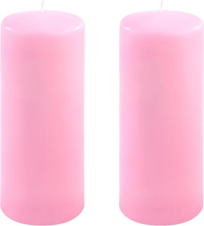 Zestaw słupkowych świec, 25 cm, Ø 10 cm, różowy, 2 sztuki.