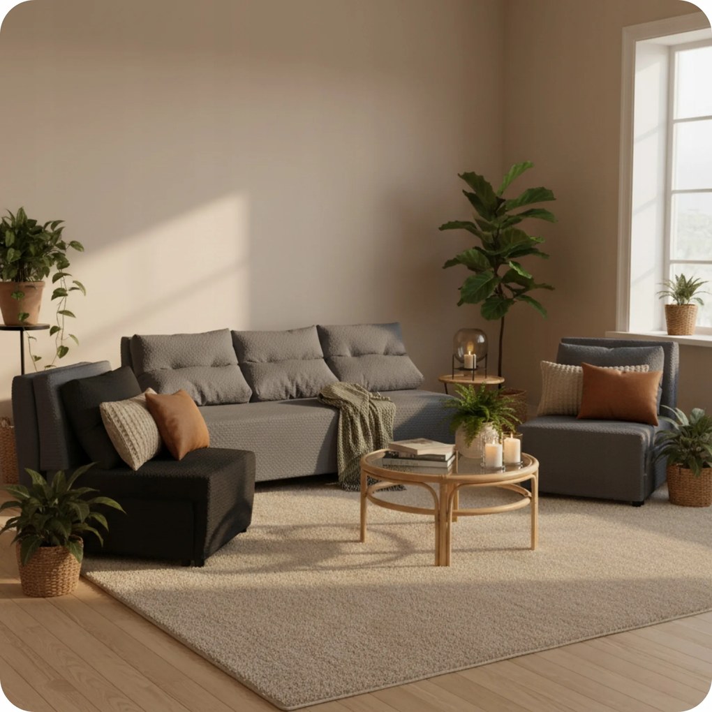 Zestaw KIMO funkcja spania sofa fotele FamilyMeble zielony Twisster sztruks