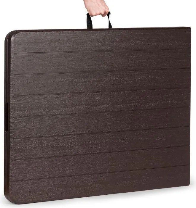 Składany stół cateringowy imitacja drewna Party 180 cm, brązowy